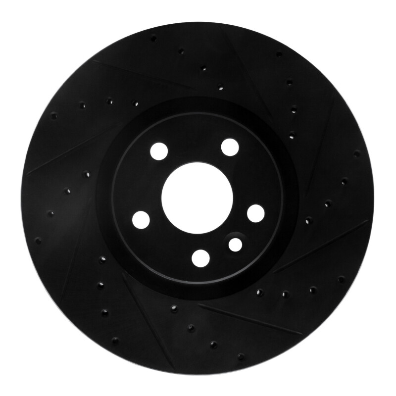 Volvo XC60 Brake Rotor (1) - Front Right - R1 Concepts - Drilled & Slotted - Black - `16-`17